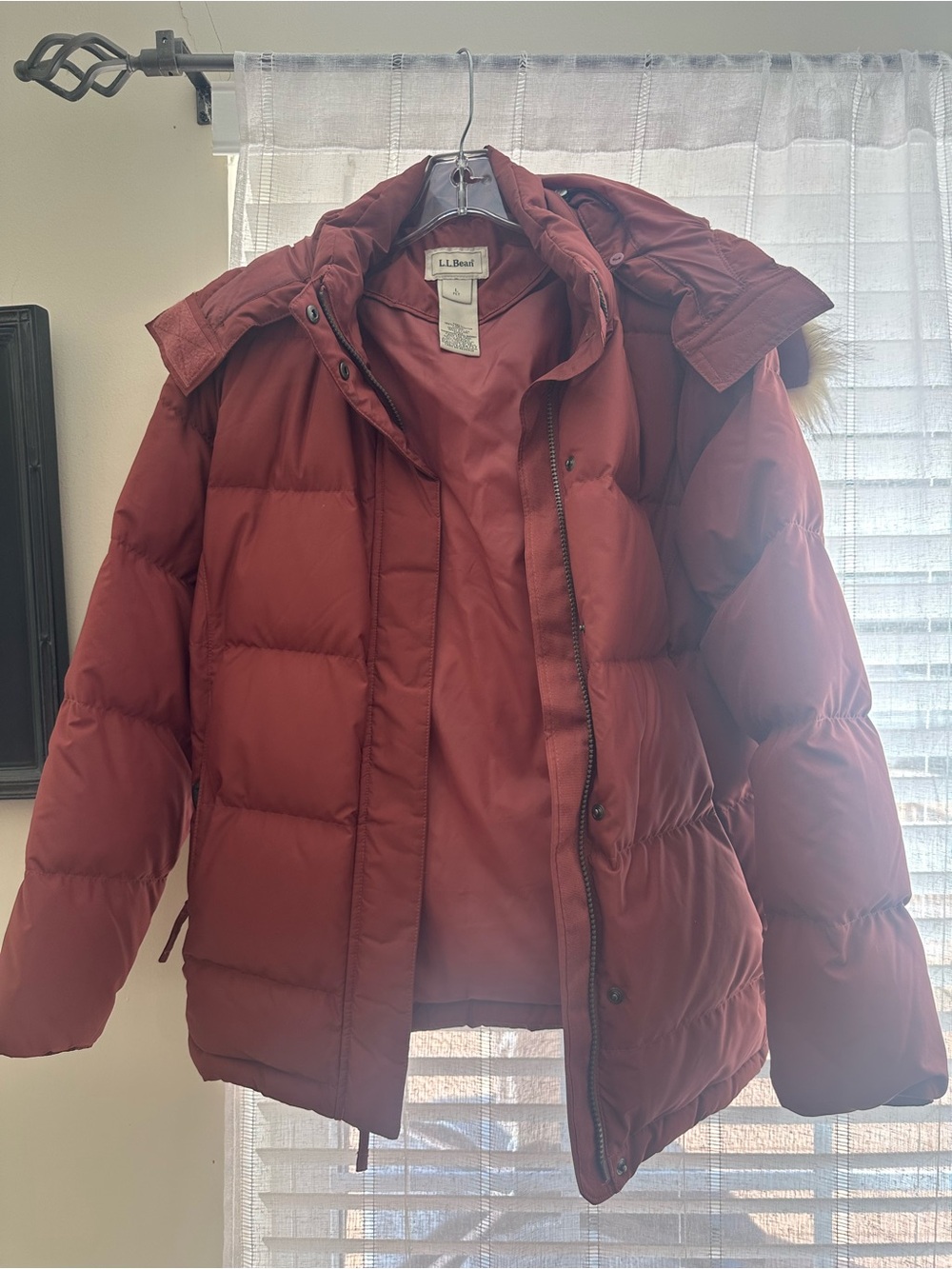 L.L. Bean Women's Brick Red Quilted Down Puffer Jacket